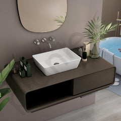 Plantex Table Top Basin for Bathroom/Quartz Rectangle Basin/Vessel Sink Over Counter for Home/Restaurant (White, 18 x 13 x 5 Inch)-2