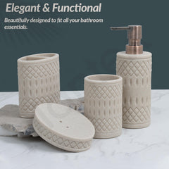 Plantex Resin Bathroom Accessories Set/Soap Holder for Bathroom/Toothbrush Holder/Tumbler Holder/Liquid Soap Dispenser -4 Piece (Beige)-6