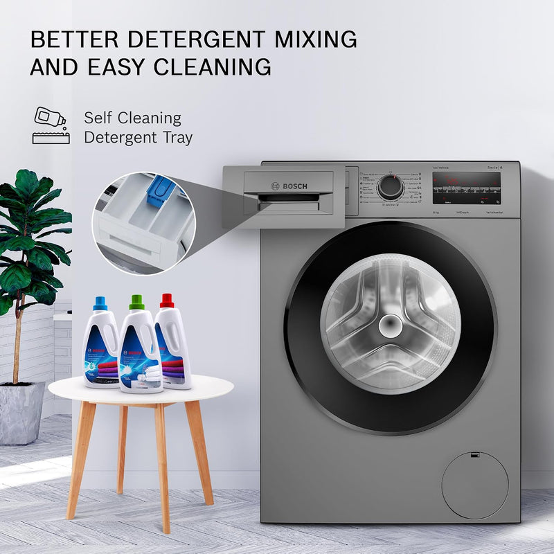 Bosch 8 kg 5 Star Fully-Automatic Front Loading Washing Machine (WAJ2846PIN, Titanium, AI active water plus, In-Built He