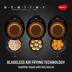 Pigeon by Stovekraft STELLAR Air Fryer Large 5.5L | 1500W BLADELESS Airfryer | Unique See Through Top View Glass | 360 AirWhirl Technology | Digital Touchscreen | 8 PRESETS Menu | Shake Feature