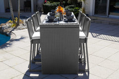 Battista Outdoor Patio Bar Sets 6 Chairs and 1 Table (Black)