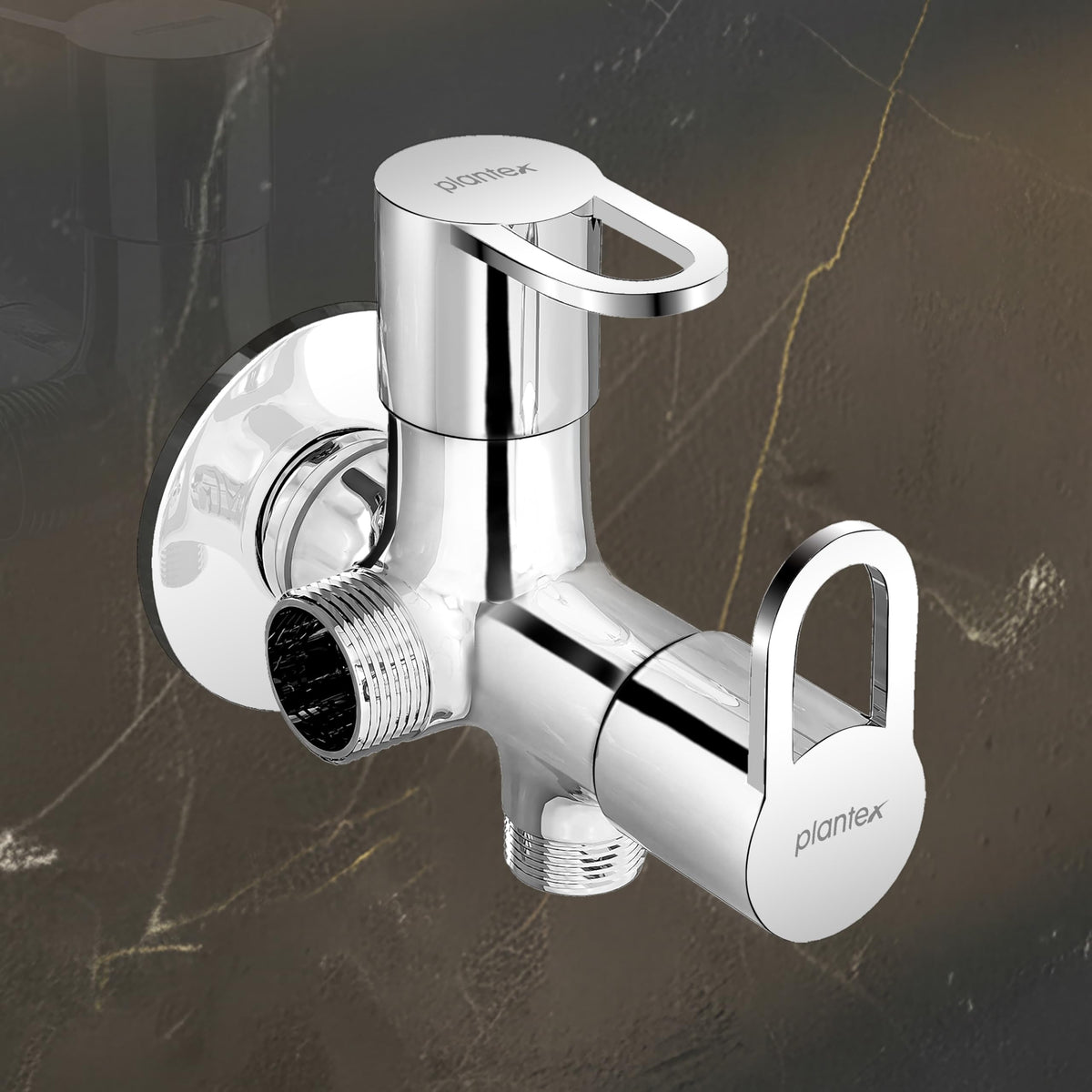 Plantex Pure Brass Angle Valve 2 in 1/Two Way Anglular Cock Tap with Wall Flange & Teflon Tape/Valve for Bathroom with 7 Year Manufacturer's Warranty- (Flip, Chrome)