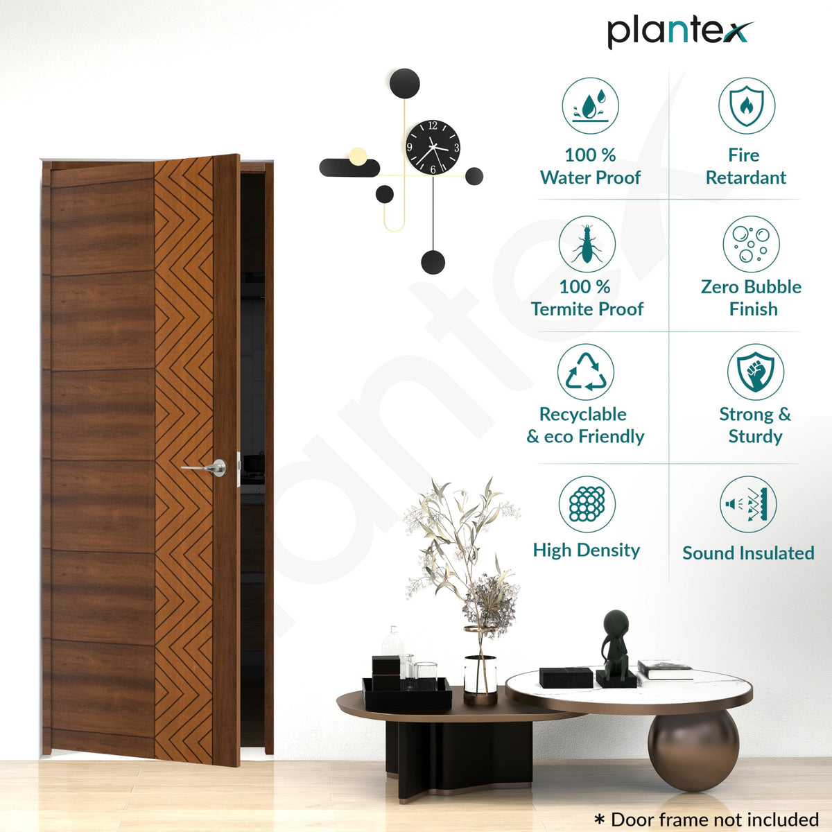 Plantex WPC Doors for Bathroom (25 mm - Thickness)/Termiteproof Bathroom Door/2.25x6.75 Feet Wooden Finished Door for Home/Balcony/Office/Kitchen, Density-550 (27x81 inch,20 kg- Ember Pattern)-3