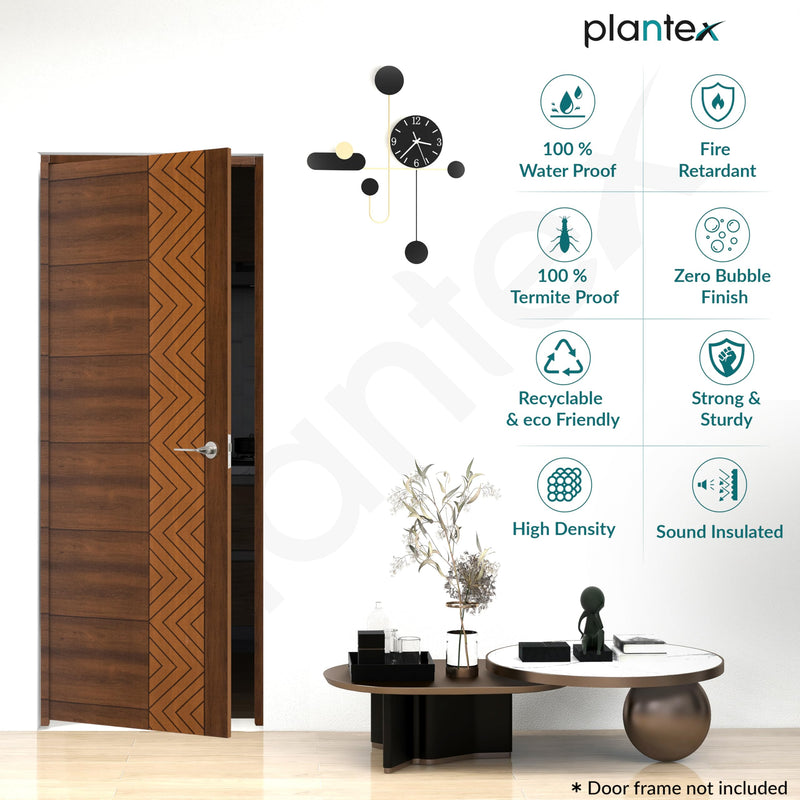 Plantex WPC Doors for Bathroom (25 mm - Thickness)/Termiteproof Bathroom Door/2.25x6.75 Feet Wooden Finished Door for Home/Balcony/Office/Kitchen, Density-550 (27x81 inch,20 kg- Ember Pattern)-3