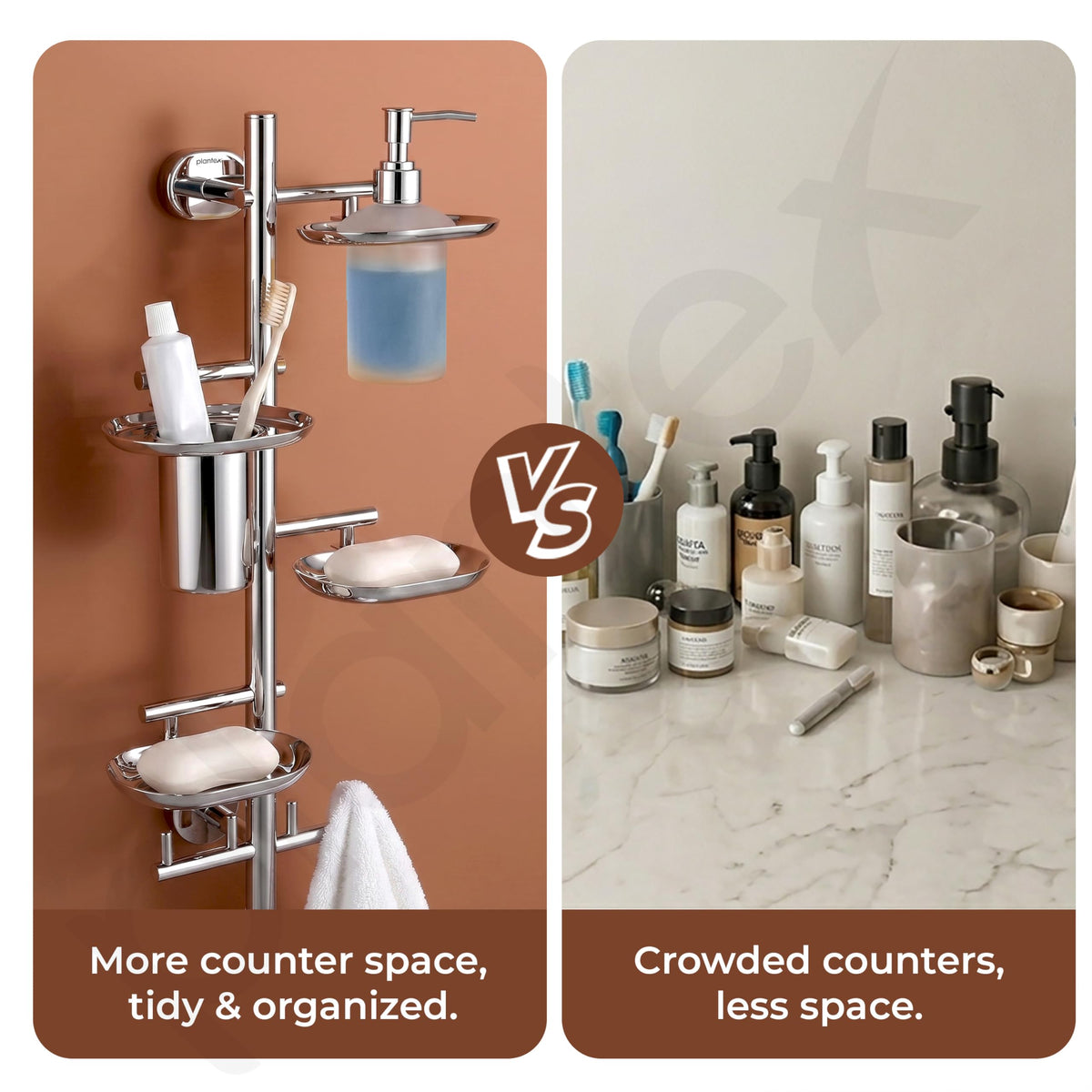 Plantex J4 Stainless Steel 5in1 Bathroom Set/Soap Holder for Bathroom Wall/Soap Dispenser Set/Toothbrush Holder/Robe Hook for Bathroom/Bathroom Accessories- Pack of 1 (Chrome)-6