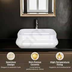 Plantex Platinum Ceramic Wash Basin/Washbasin for Bathroom/Tabletop Wash Basin with 10 Years Glaze Warranty by Plantex/ (Glossy White - 18 x 14 x 5 Inch)-5