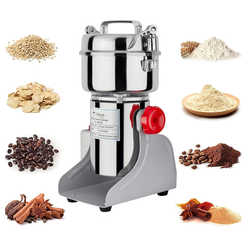 Vishvas Oil Maker Masala Grinder Machine for Home Use with 300gm Dry Masala Spices Mixer Grinder Machine 300 GM (White) Stainless Steel