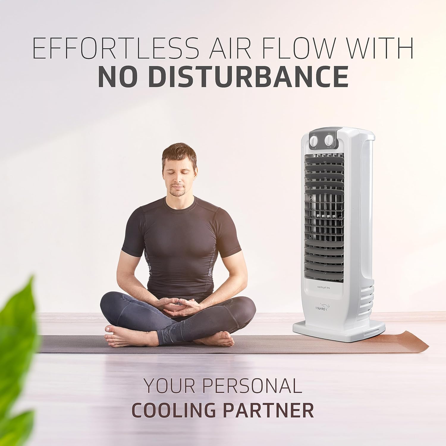 V-Guard Veemagik Neo 17 (43.5cm) Tower Fan | 1300 RPM | 2401 CFM Air Flow | (Grey White) | 18-Months Warranty