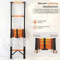 Plantex 4.3m (14.10 ft.) Telescopic Ladder/Carbon Steel 11-Steps Portable & Compact Ladder/Foldable Multipurpose Collapsible Ladder for Home & Outdoor Use - (Orange)-3