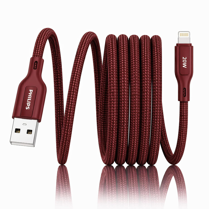 Philips DLC4150VI/94 20W iPhone Original Type-A to Lightning Fast Charging Cable (1.5m, Iron Red)