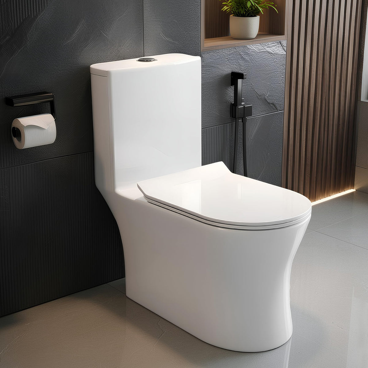 Plantex Commode for Toilet/Ceramic One Piece Toilet/Rimless Washdown Flush Commode with Soft Closing Toilet Seat - S Trap (White, APS-2019)-1