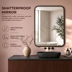 Plantex Aluminium Frame Mirror for Wall/Rectangle Wall Mount Mirror for Bedroom/Dressing Room/Living Room/Entryway - (20x28 Inch-Black)-2