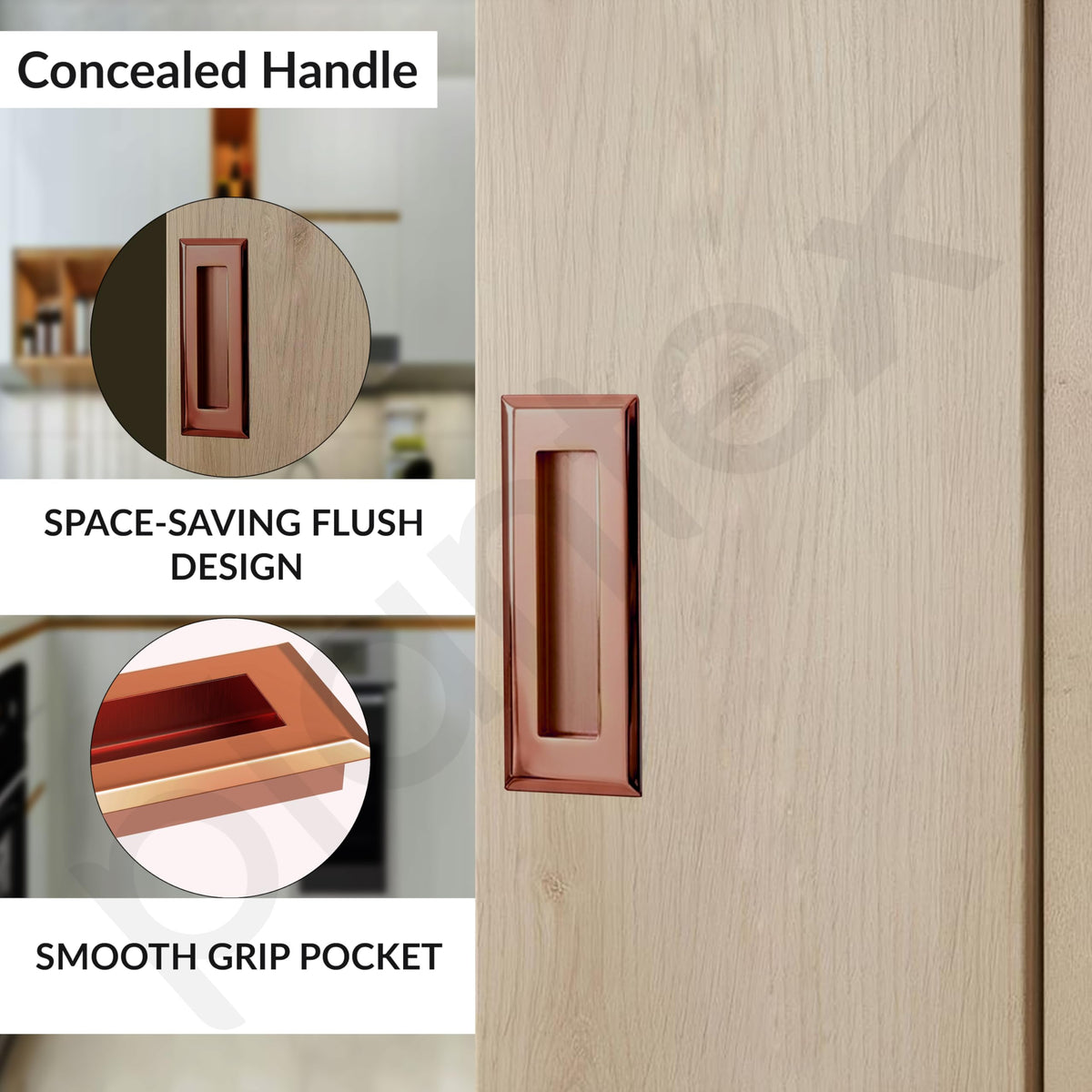 Plantex Sliding Door Handle/Concealed Handle for Sliding Door/96mm Concealed Handle for Wardrobe/Kitchen Cabinet - Pack of 4 (Rose Gold) (Model APS-DTC-3900)-4