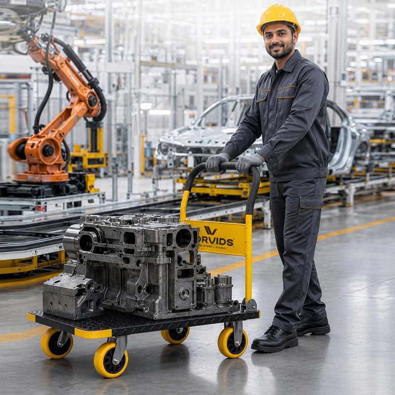 Corvids 200 Kg Heavy-Duty Folding Metal Hand Platform Trolley/Truck | 2-Year Warranty | Portable & Compact Industrial Dolly Cart with 360 Rotating Wheels for Home, Office & Warehouse Use