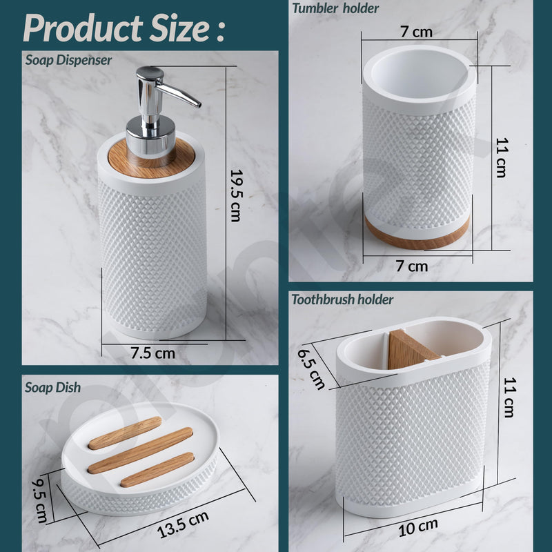 Plantex Polyresin Bathroom Accessories Set Soap Dispenser/Toothbrush Holder/Tumbler Holder/Soap Dish - 4 Piece(922)-3