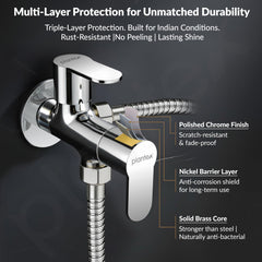 Plantex Pure Brass Angle Valve 2 in 1/Two Way Angle Cock Tap with Wall Flange & Teflon Tape/Angle Valve for Bathroom with 7 Year Manufacturer's Warranty- (Alpha, Chrome)-5