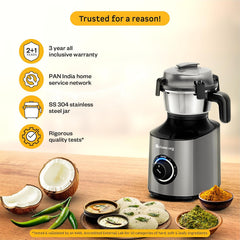 Atomberg Zenova Mixer Grinder | Unique Coarse Mode for Silbatta-like Texture | Intelligent BLDC Motor | Safety Features | 4 Jars including Chopper | Hands-Free Operation (Sand Grey)