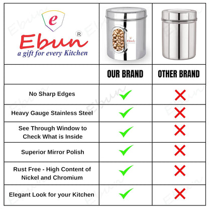 Ebun Stainless Steel See Through Small Containers | Small Containers with Capacity 200 Grams | Pack of 6 Pcs Combo, Silver