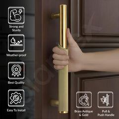 Plantex Main Door Handle/Stainless Steel & Aluminium Door Handle/12 Inch Pull-Push Handle for Home/Office/Hotel - Pack of 1 (DTMD-409, Brass Antique & Gold)-3