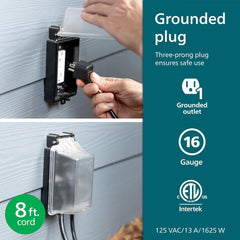 Philips EZGrip SPS3124B/37 Extension Cable for Outdoor Use with 1 Socket and 1 Power Socket Black