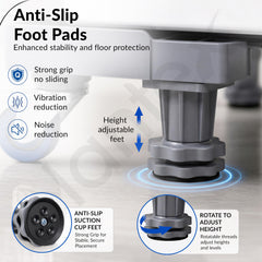 Plantex Adjustable Washing Machine Stand for Fridge/Heavy Duty Refrigerator Trolley with Lockable Wheels/8 Jack Anti-Vibration Support/180 kg Load Capacity - (Grey & Chrome)-5