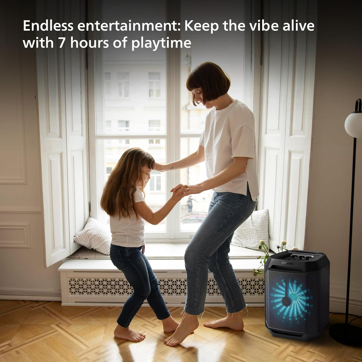 Philips TAX2208 Bluetooth Party Speaker with Free Wired Mic, 8 Speaker System, 30W Max Sound Output