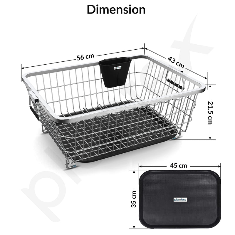 Plantex Stainless Steel Dish Drainer Basket for Kitchen Utensils/Dish Drying Rack with Drainer/Plate Stand/Bartan Basket (Size-56 x 43 x 22 cm)-4