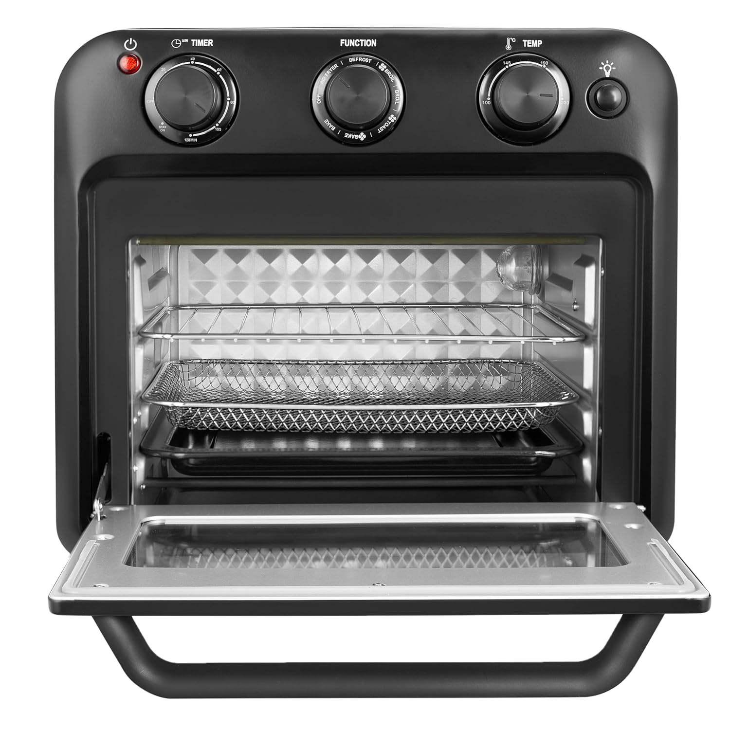 Faber 20 liter 1500 Watts Air Fryer Oven|Fry, Bake, Roast, Toast, Defrost, Grill, Reheat & Broil|85% Less Oil|Temperature & Timer Control, Preset Cooking Options, Convection Function, Auto-Off|(Black)