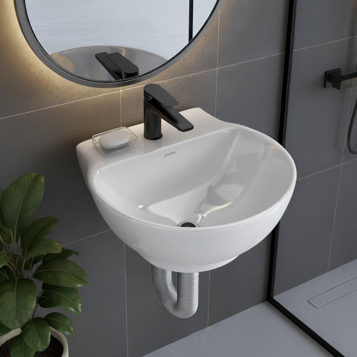 Plantex Ceramic Wash Basin/Basin for Bathroom/Washbasin with 10 Years Glaze Warranty by Plantex/Bathroom Sink for Hotel, Living Room (Glossy White/Rosy - 12 x 12.5 x 5 Inch)-1