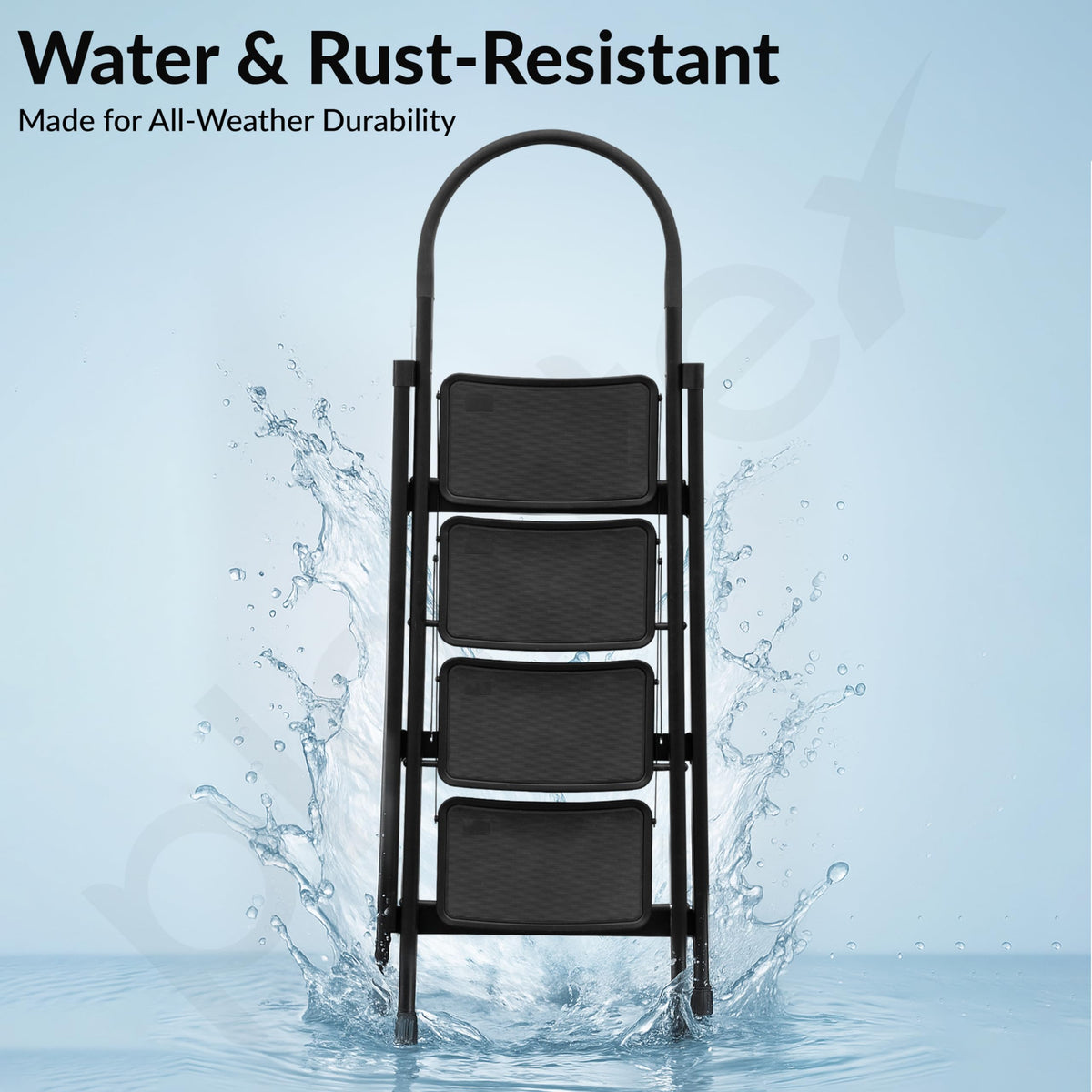 Plantex Hercules Pro 4-Step Foldable Ladder for Home with 150 kg Load Capacity/Heavy-Duty Steel Ladder/Anti-Slip Wide Step/Strong, Stable & Multi-Purpose (Black)-5
