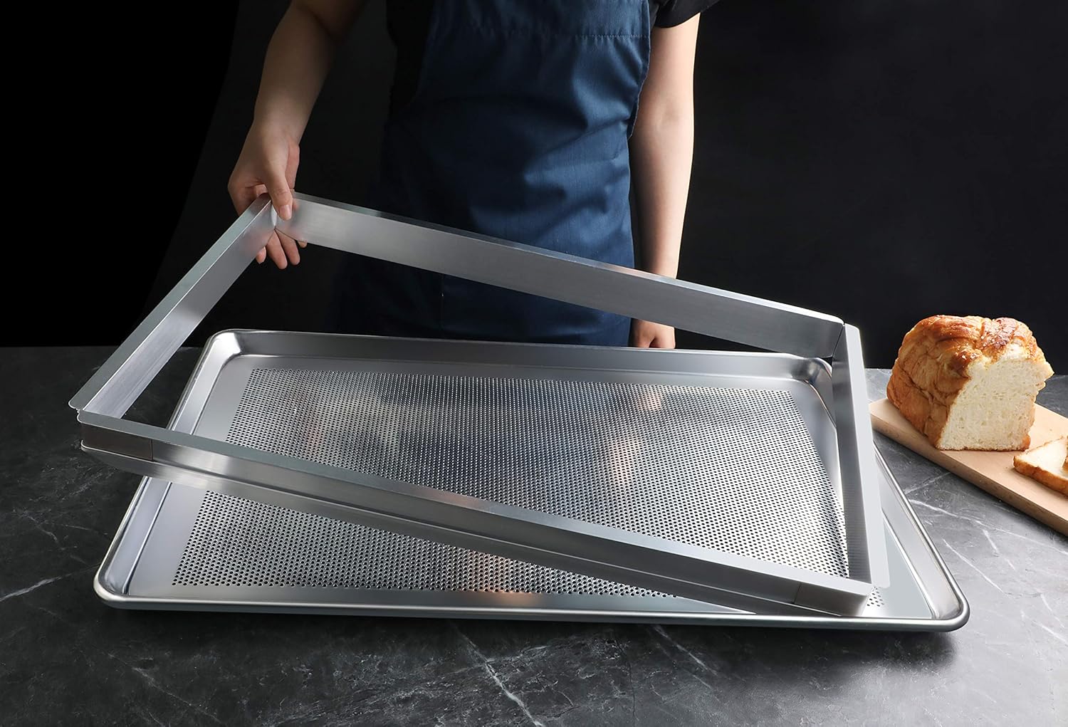 New Star Foodservice 36770 Commercial-Grade 18-Gauge Aluminum Sheet Pan/Bun Pan, Perforated, 18" L x 26" W x 1" H (Full Size)Ã‚ | Measure Oven (Recommended)