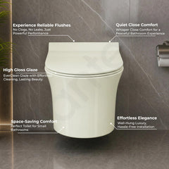 Plantex Platinum Ceramic Wall Hung Western Commode/Rimless Washdown Commode for Toilet/Western Toilet With Soft Close Toilet Seat - P Trap (Thunder)-2