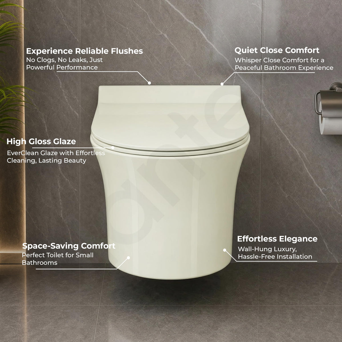 Plantex Platinum Ceramic Wall Hung Western Commode/Rimless Washdown Commode for Toilet/Western Toilet With Soft Close Toilet Seat - P Trap (Thunder)-2