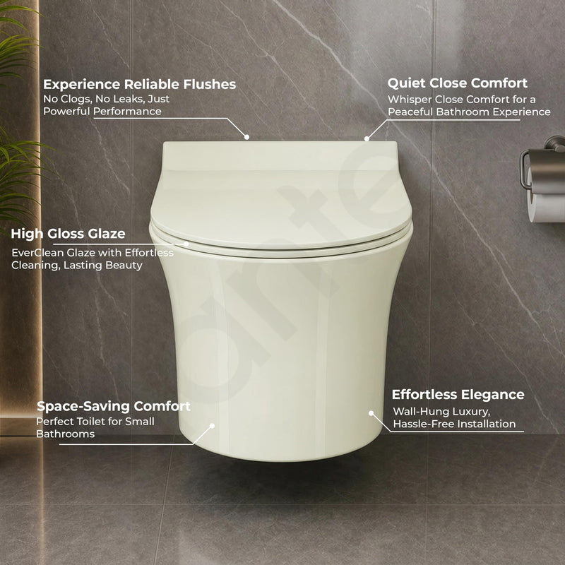 Plantex Platinum Ceramic Wall Hung Western Commode/Rimless Washdown Commode for Toilet/Western Toilet With Soft Close Toilet Seat - P Trap (Thunder)-2