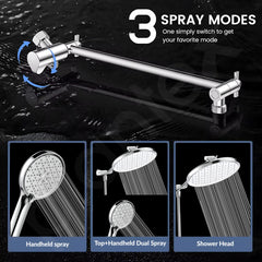 Plantex Shower For Bathroom Full Set with 3-Mode Hand Shower/304 Stainless Steel Flexible Hose Pipe & Hand Shower Holder-Chrome-2