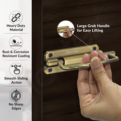 Plantex Door Stopper/5 Inch Baby Latch Kadi/Door Latch for Bathroom/Door Lock for Home/Office Doors - Pack of 3 (Brass Antique)-5