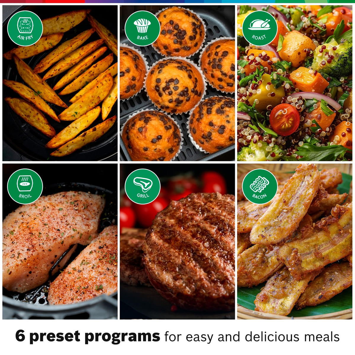 Bosch CrispMaxx Digital Air Fryer 4L | Touch Panel | Adjustable Grid | 6 Preset Menu | 1350w|Preheat and Keep Warm Funct