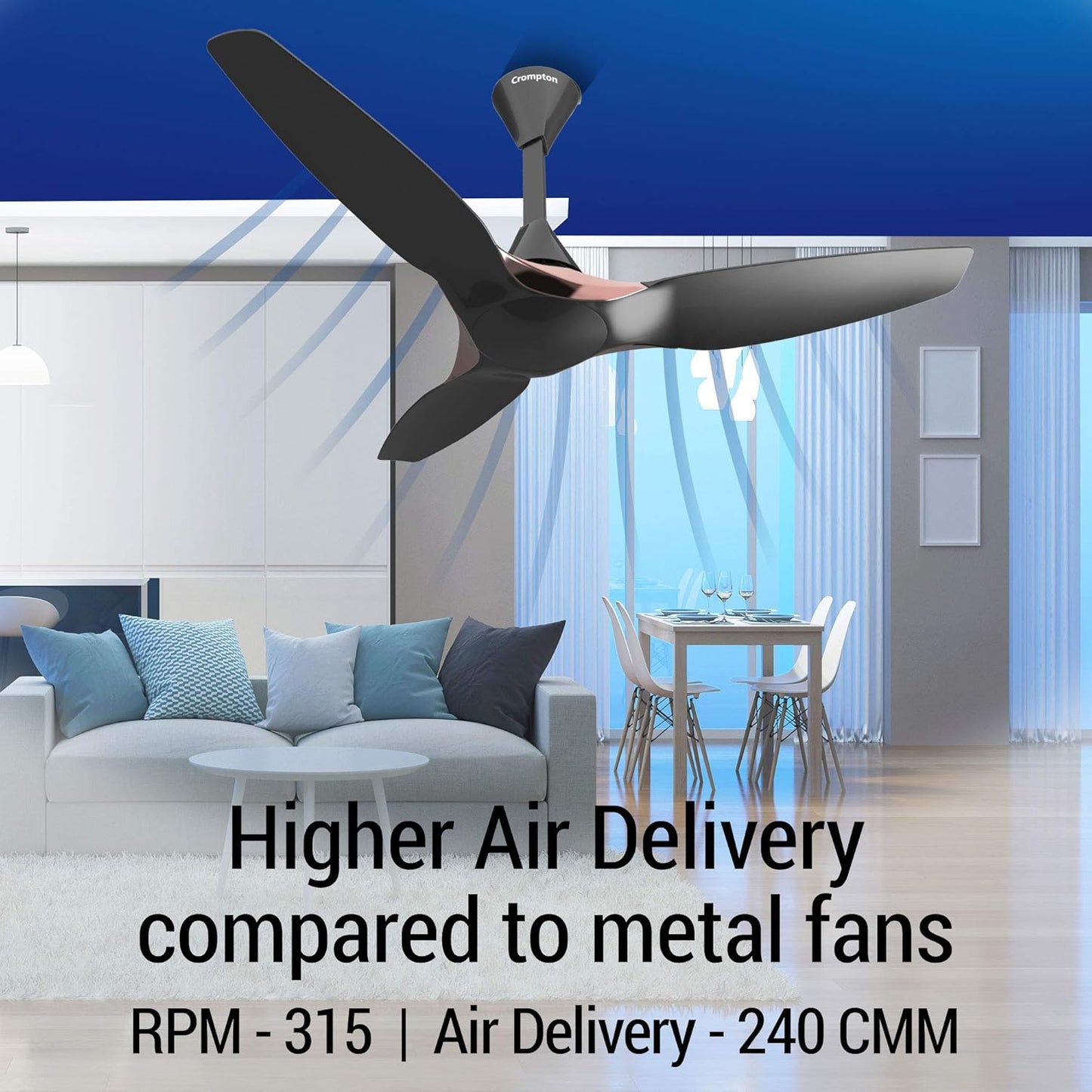Crompton SilentPro Enso 1225 mm ActivBLDC Remote-controlled Ceiling Fan with Anti-Dust Technology | 2X Silent |iF Design Award 2021 | 5 Years Warranty (Charcoal Grey)