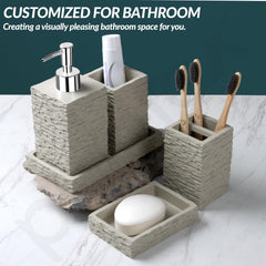 Plantex Polyresin Bathroom Accessories Set Soap Dispenser/Toothbrush Holder/Bathroom Tray/Tumbler Holder/Soap Dish - 5 Piece(923)-6