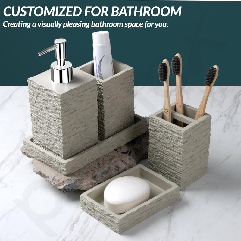 Plantex Polyresin Bathroom Accessories Set Soap Dispenser/Toothbrush Holder/Bathroom Tray/Tumbler Holder/Soap Dish - 5 Piece(923)-6