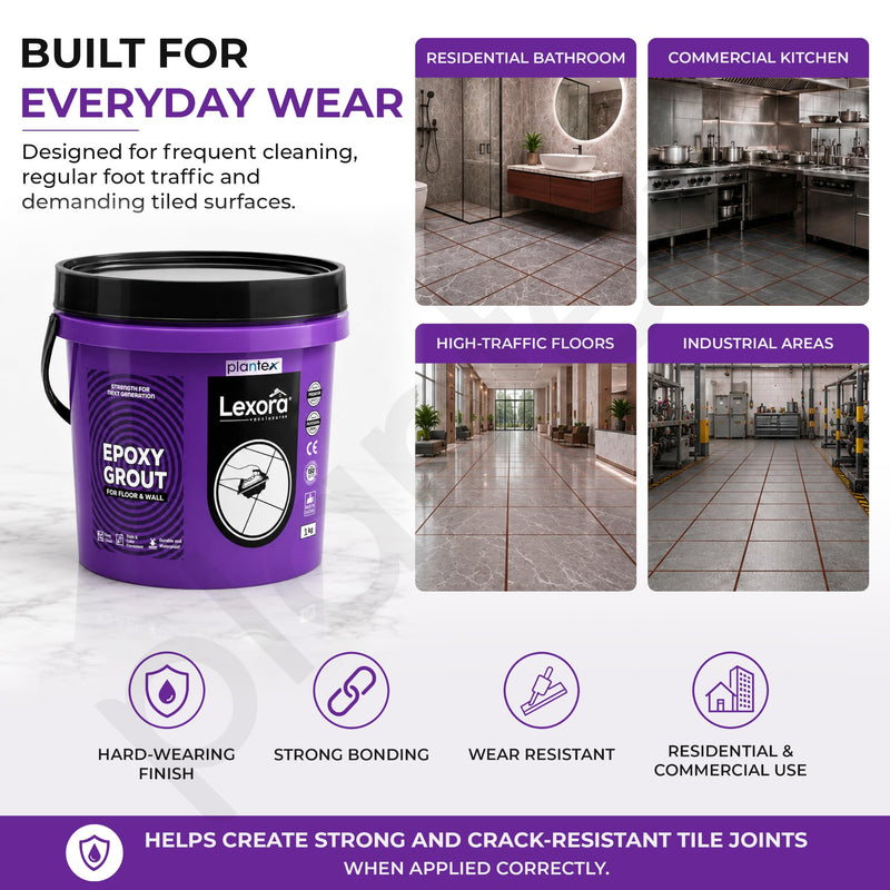 Plantex Lexora Epoxy Grout/3-Part Epoxide Resin Tile Grout/Floor & Wall Tiles Joints/Waterproof & Stain Proof/Bathroom & Industrial Use - 1 kg (Gold Coffee Brown)-5