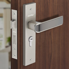 Plantex Heavy-Duty Door Lock Set - Main Door Lock Handle Set/ 6-Lever Lock Mechanism with 3 Years of Warranty/Mortise Lock with 3 Keys, Brass Lockbody & Cylinder(8112 - Satin White & Satin Black)-1