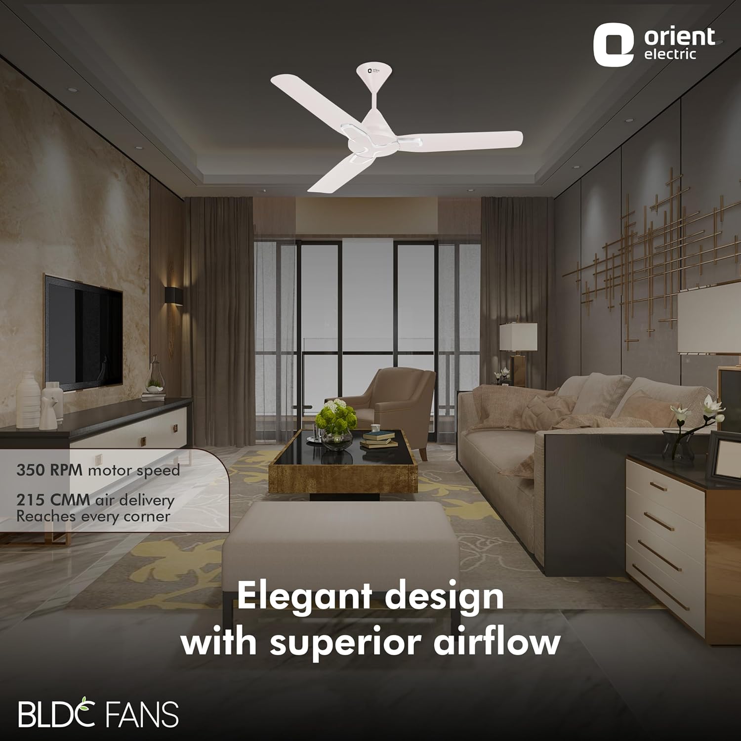 Orient Electric 1200 mm Jazz BLDC | Remote ceiling fan for home| BLDC Designer ceiling fan with fluidic ring design | Saves up to 50% | 3-year warranty | Orbes White, pack 1