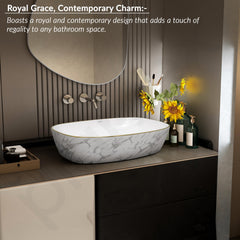 Plantex Ceramic Wash Basin for Bathroom/Table Top Ceramic Basin/Washbasin for Bathroom (White - 24 x 15 x 5.5 Inch)-2