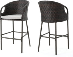 Udinesi Outdoor Patio Bar Chair 2 Chairs For Balcony (Brown)