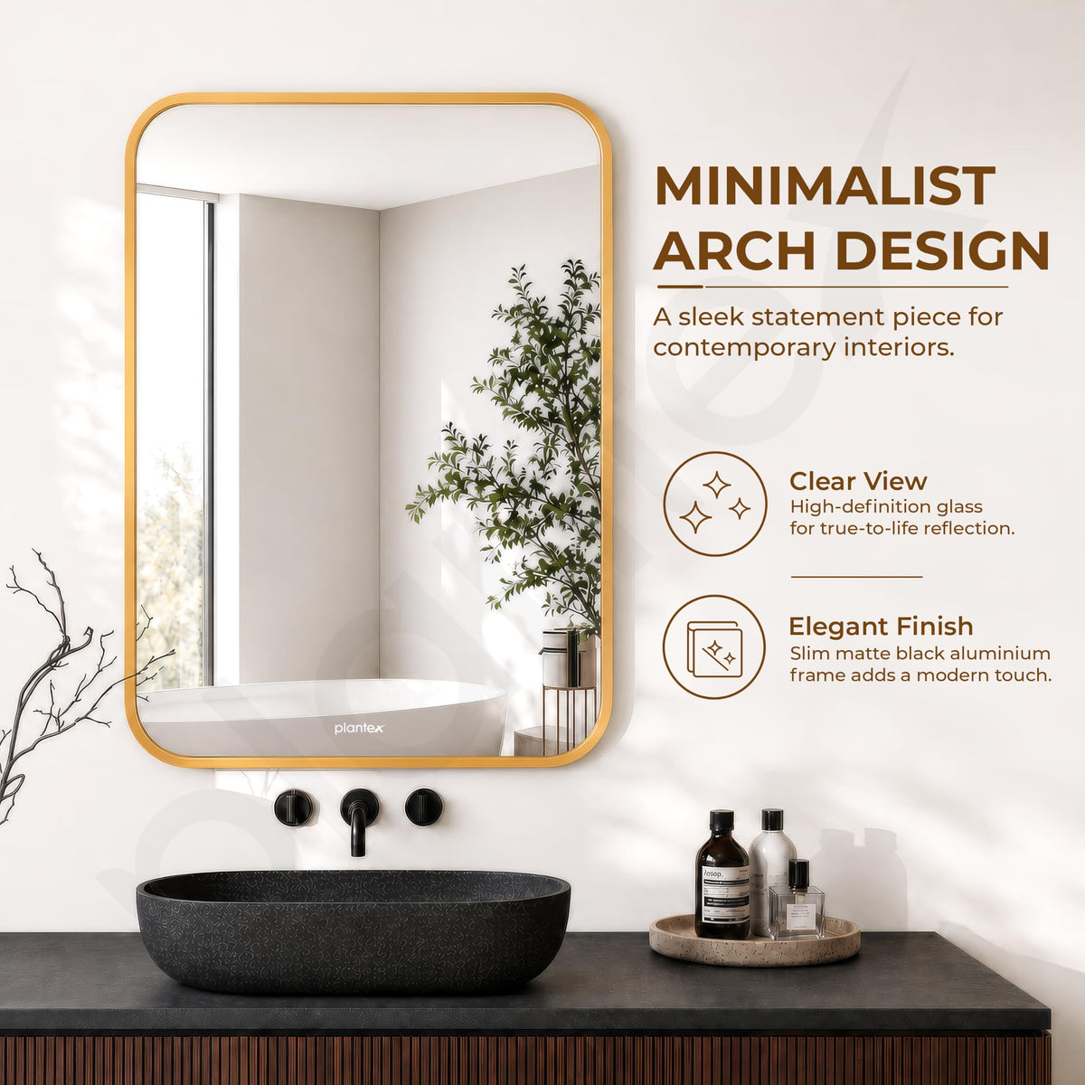 Plantex Aluminium Frame Mirror for Wall/Rectangle Wall Mount Mirror for Bedroom/Dressing Room/Living Room/Entryway - (18x24 Inch-Gold)-4