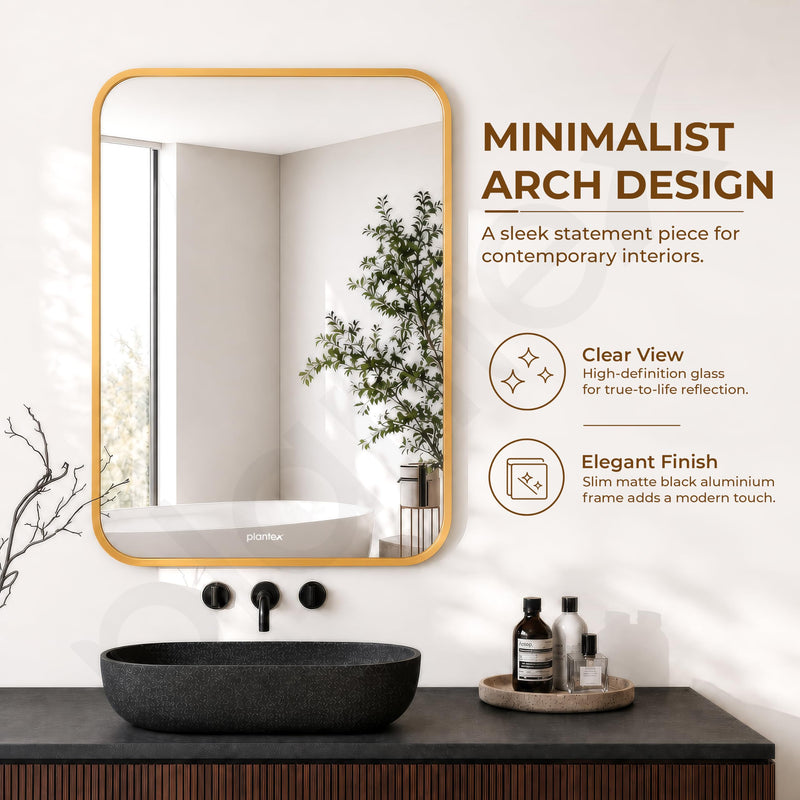 Plantex Aluminium Frame Mirror for Wall/Rectangle Wall Mount Mirror for Bedroom/Dressing Room/Living Room/Entryway - (18x24 Inch-Gold)-4