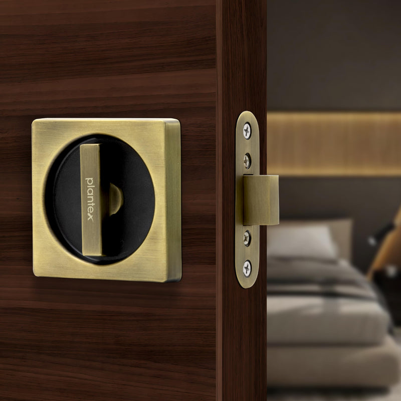 Plantex Door Lock Latch/Zinc Baby Latch for Bathroom/Door Latch Lock/Baby Latch Door Chitkani Home/Bedroom - (DTM-620, Brass Antique and Black)-1