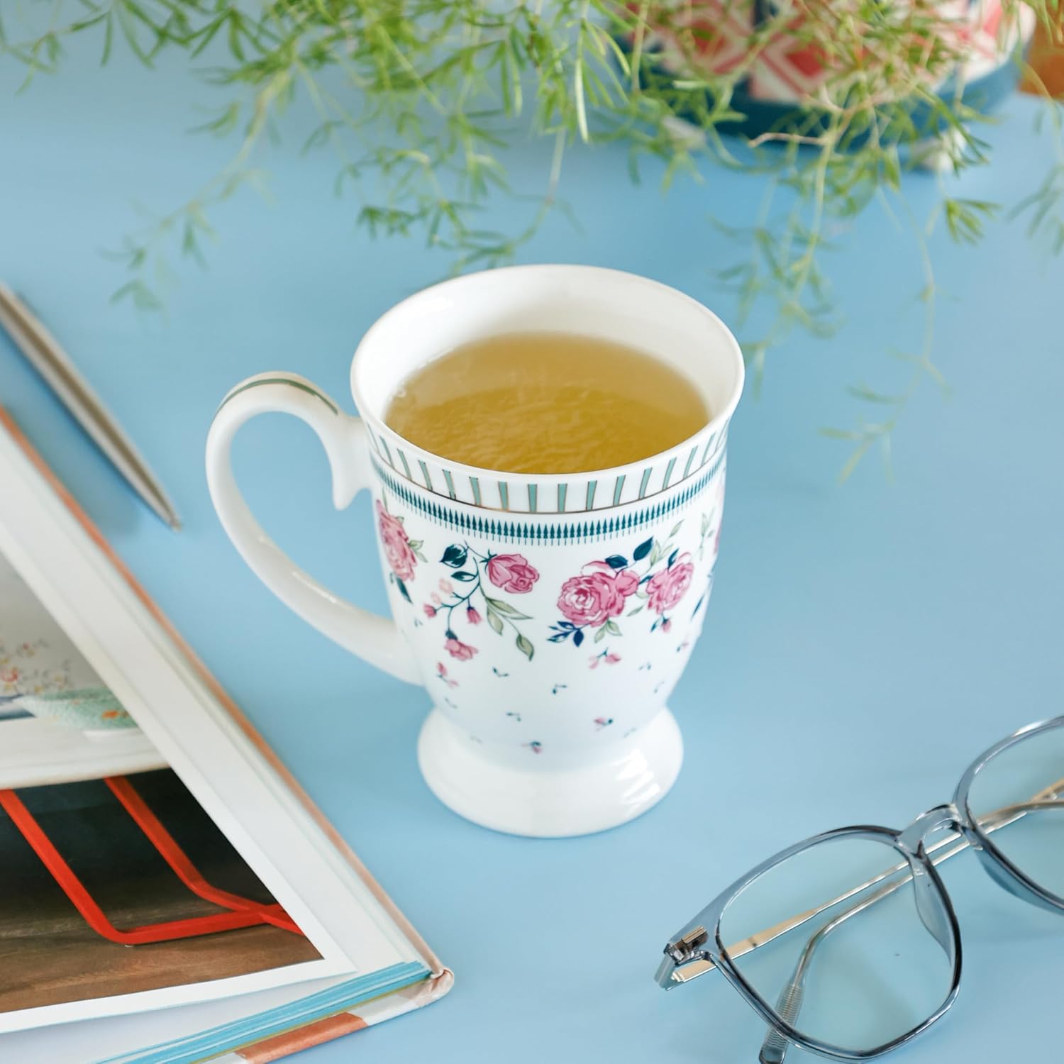 Magique by The Wishing Chair x ClayCraft : Portrait of a Rose Ceramic Coffee Mug – 300 ml | Handcrafted Floral Design Cup | Elegant Lightweight Tea Mug | Dishwasher Safe | Ideal Gift for Loved Ones