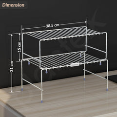 Plantex Stainless Steel Spice Rack/Cabinet Organizer Shelf/Stackable/Expandable Kitchen Shelf Organiser/2 Tier Bathroom Organizer - Chrome-4